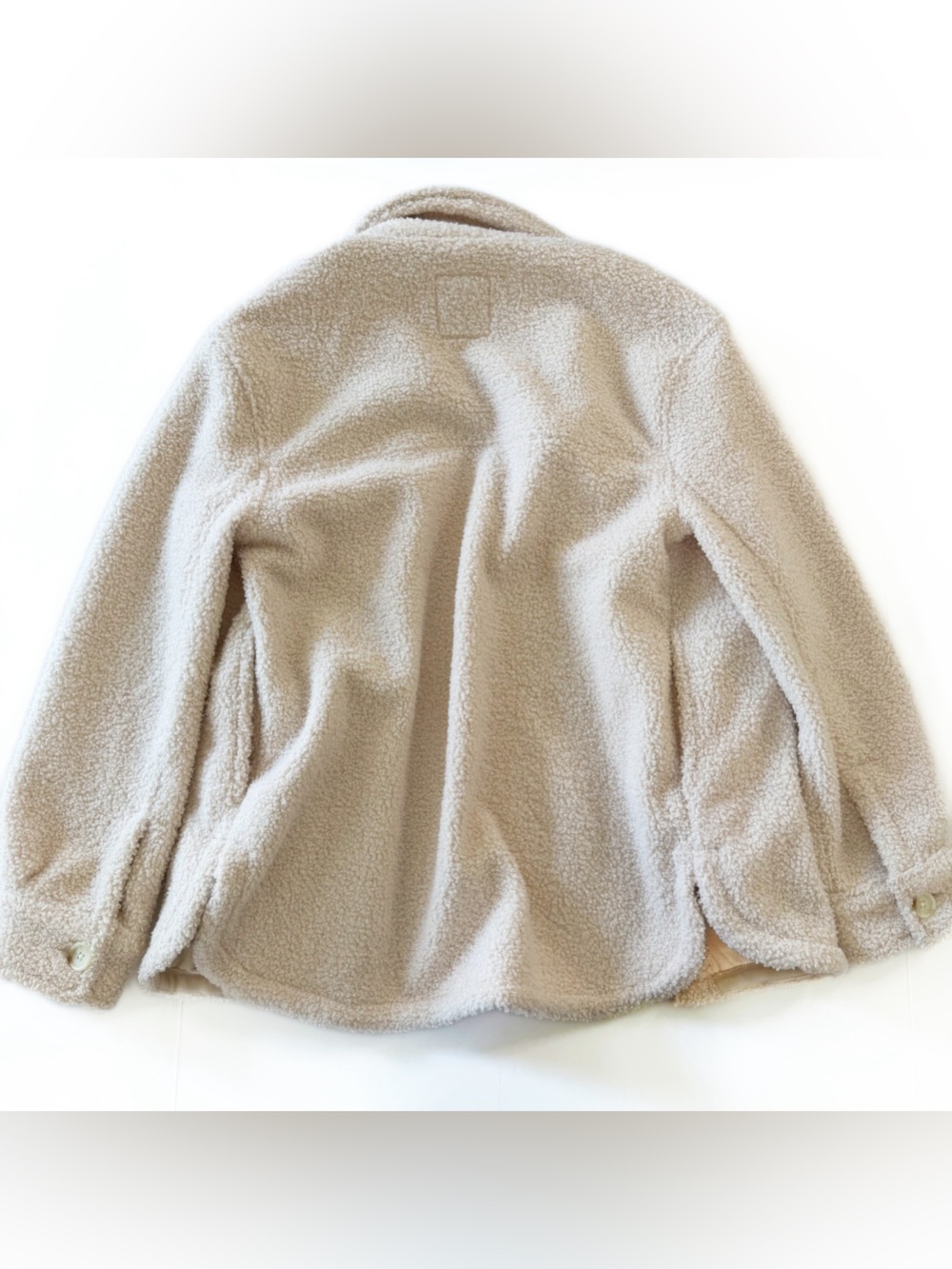 Abercrombie & Fitch Shacket Shirt Jacket Womens XS Cream Sherpa Fleece Lined - Picture 5 of 6
